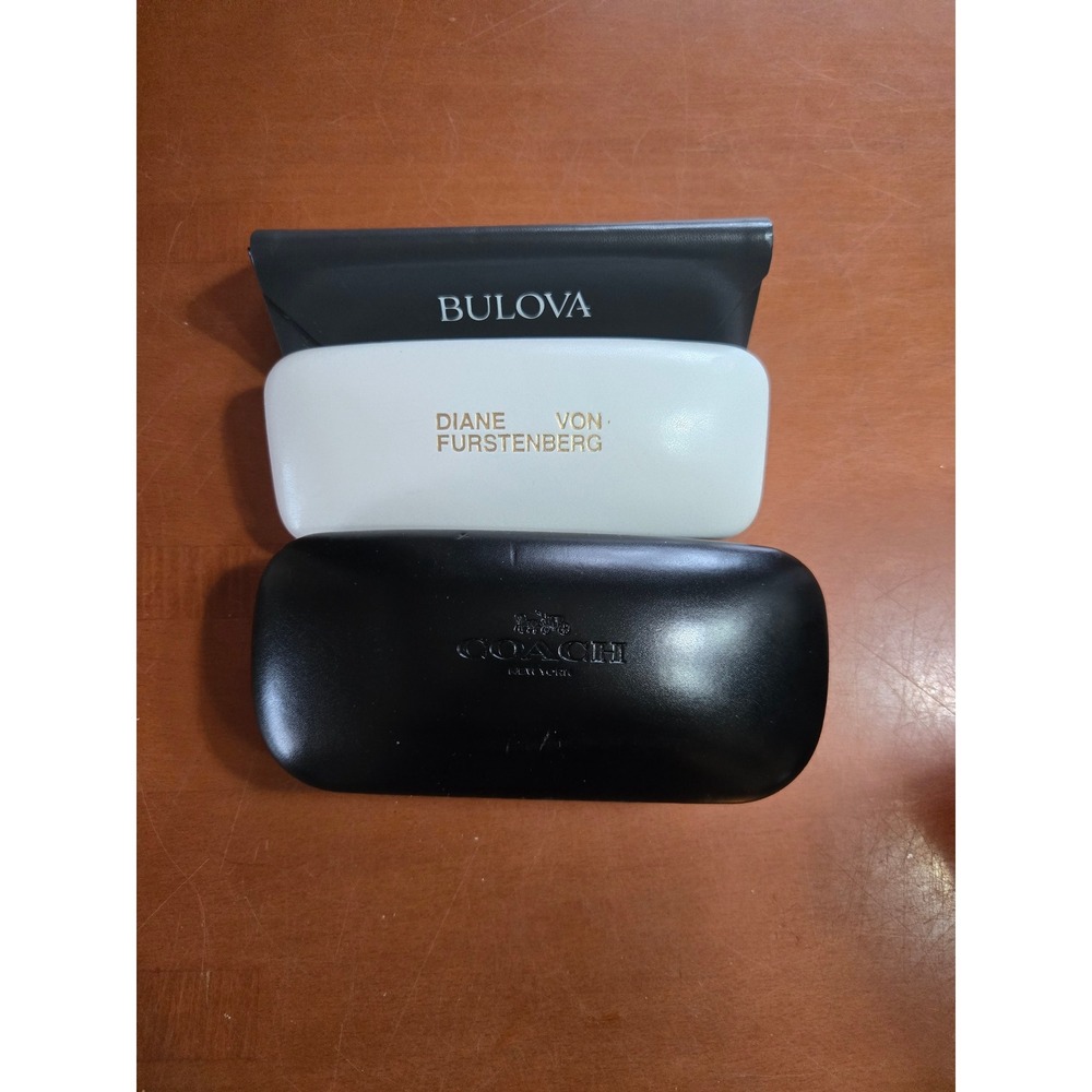 Coach Diane Von Furstenberg Bulova Eyeglass Cases Bundle Black White 3pc Set